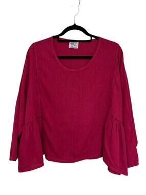 Completo Lino by Arthurio 100% Linen Flowy Top in Dark Fuchsia Pink - Size S